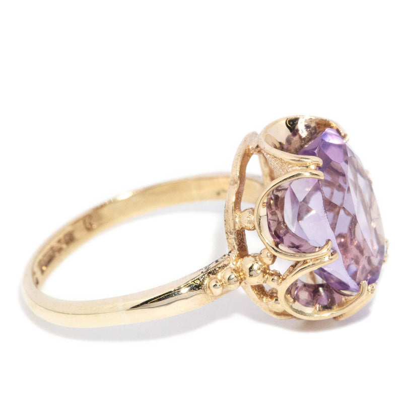 Vintage Circa 1970s Amethyst Ring 9 Carat Yellow Gold