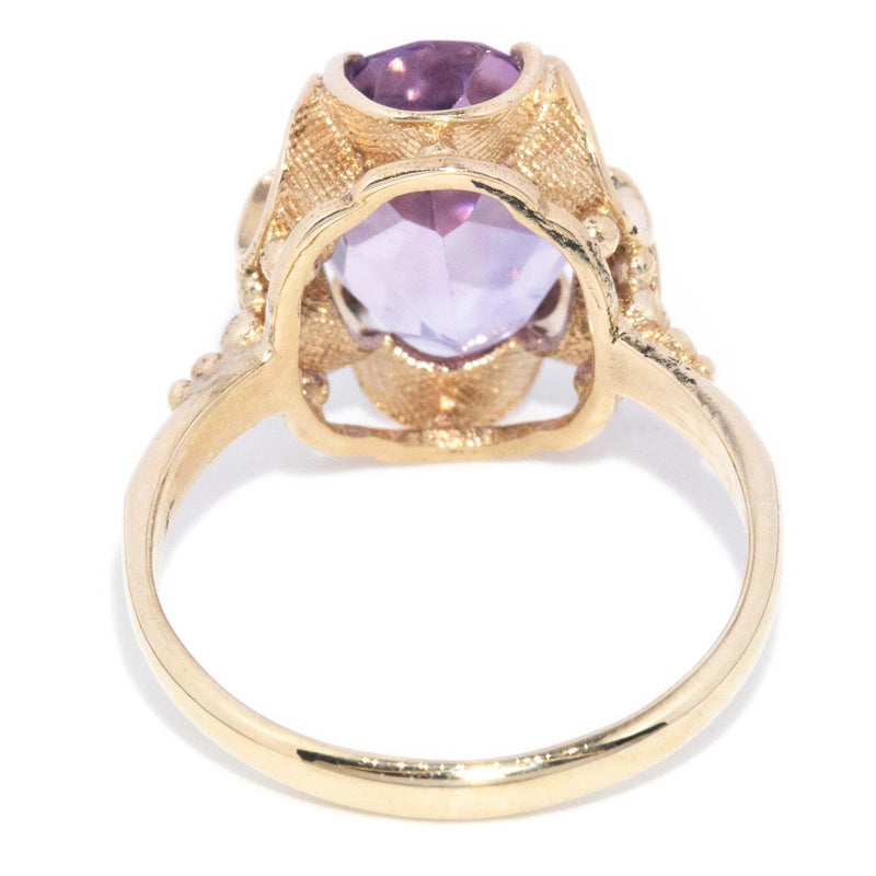 Vintage Circa 1970s Amethyst Ring 9 Carat Yellow Gold