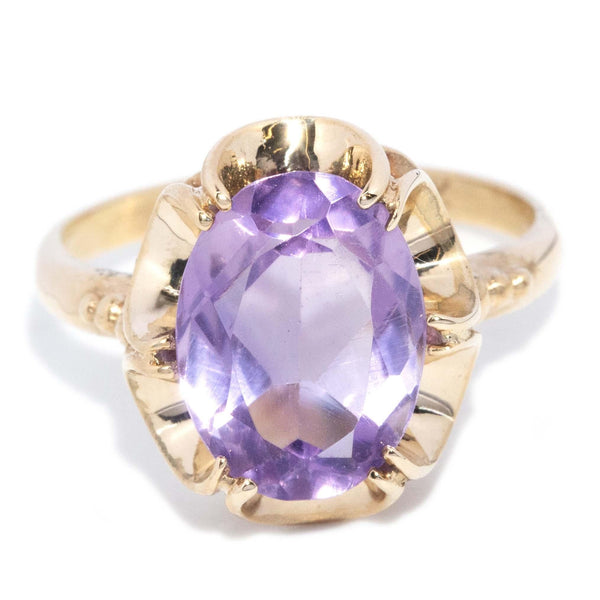 Vintage Circa 1970s Amethyst Ring 9 Carat Yellow Gold