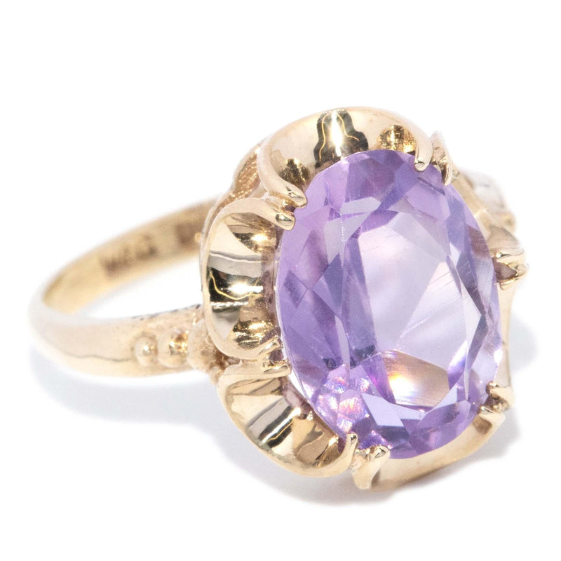 Vintage Circa 1970s Amethyst Ring 9 Carat Yellow Gold