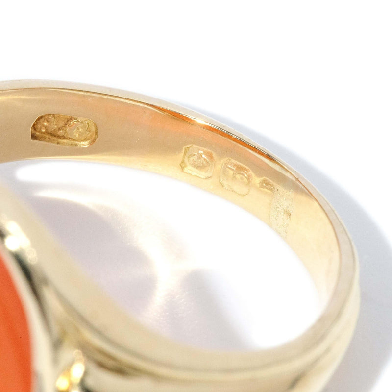 Antique Victorian Orange Carnelian Intaglio Ring 18 Carat Gold