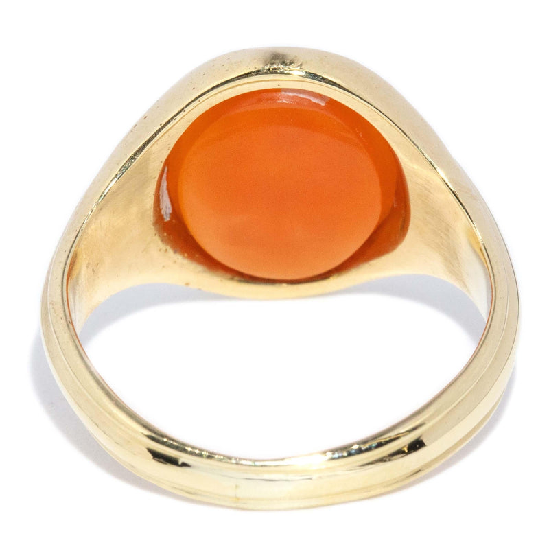 Antique Victorian Orange Carnelian Intaglio Ring 18 Carat Gold