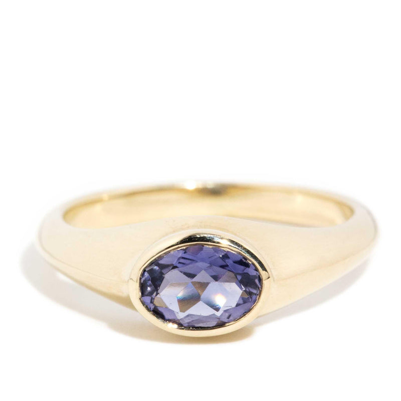 June 1990s Iolite Solitaire Ring 9ct Gold