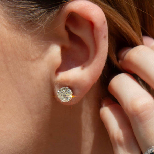 June 4.08 Carat Brilliant Cut Diamond Platinum Studs Earrings Imperial Jewellery 