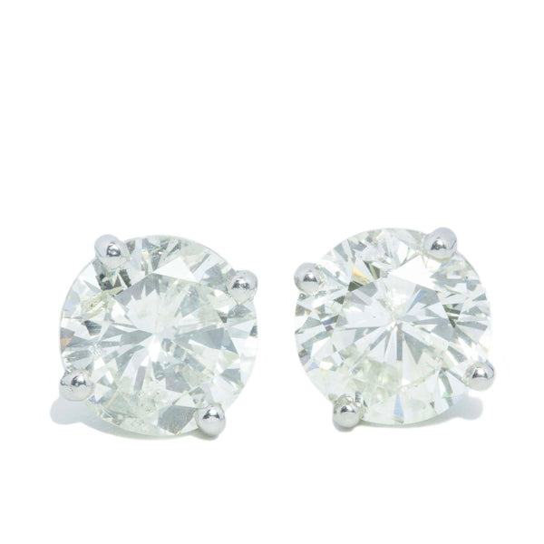 June 4.08 Carat Brilliant Cut Diamond Platinum Studs Earrings Imperial Jewellery 