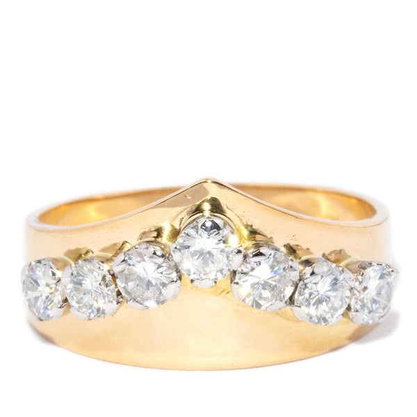 Junia 1970s Diamond Chevron Tiara Ring 18ct Gold Rings Imperial Jewellery 