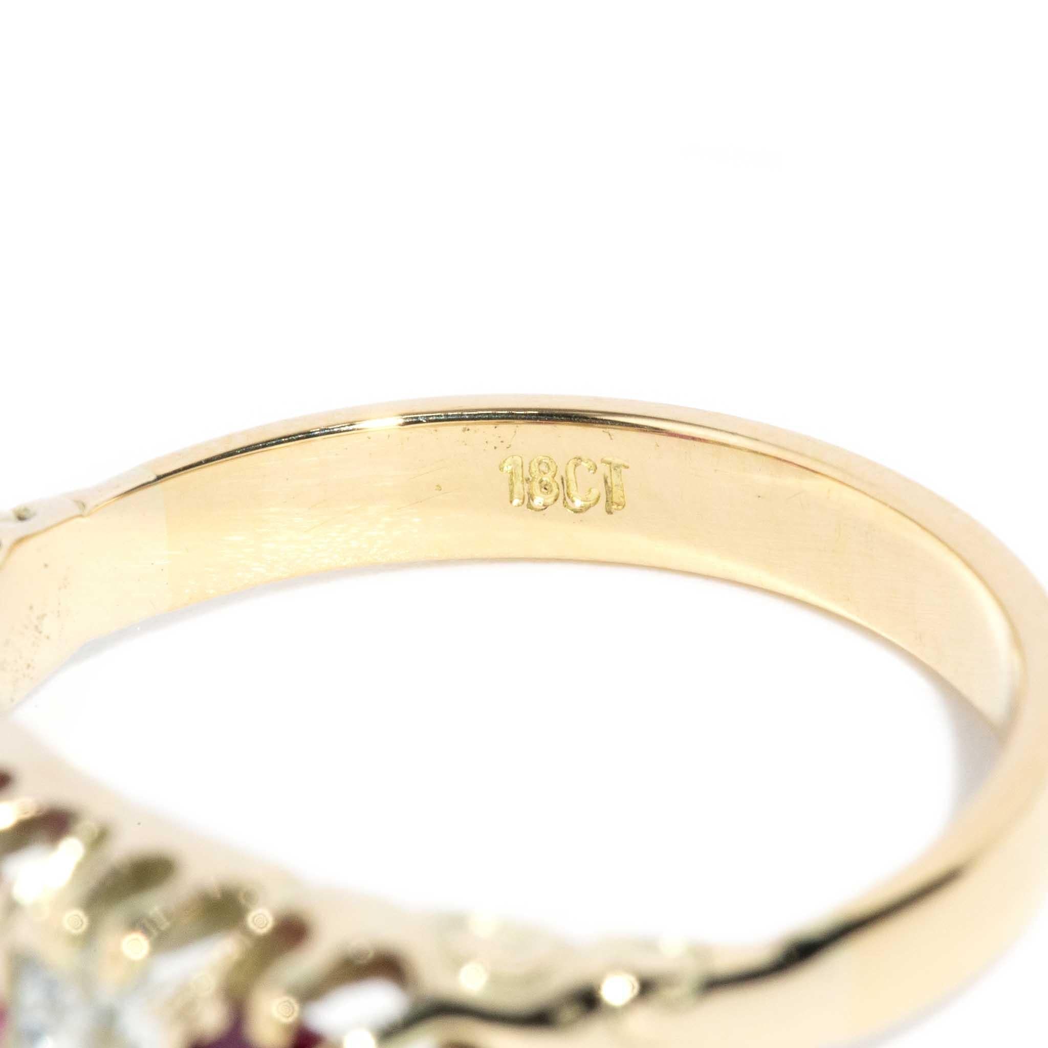 Vintage Circa 1930s Diamond Ruby Band 18 Carat Yellow Gold