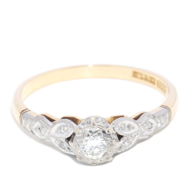 Contemporary Diamond Leaf Style Ring 18 Carat Yellow & White Gold