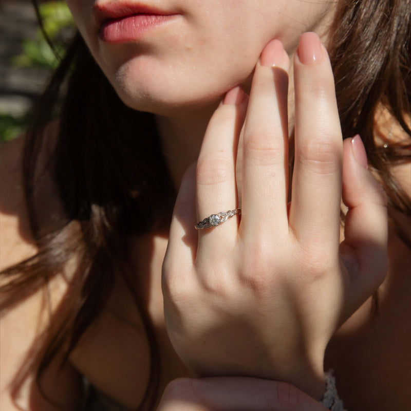 Contemporary Diamond Leaf Style Ring 18 Carat Yellow & White Gold