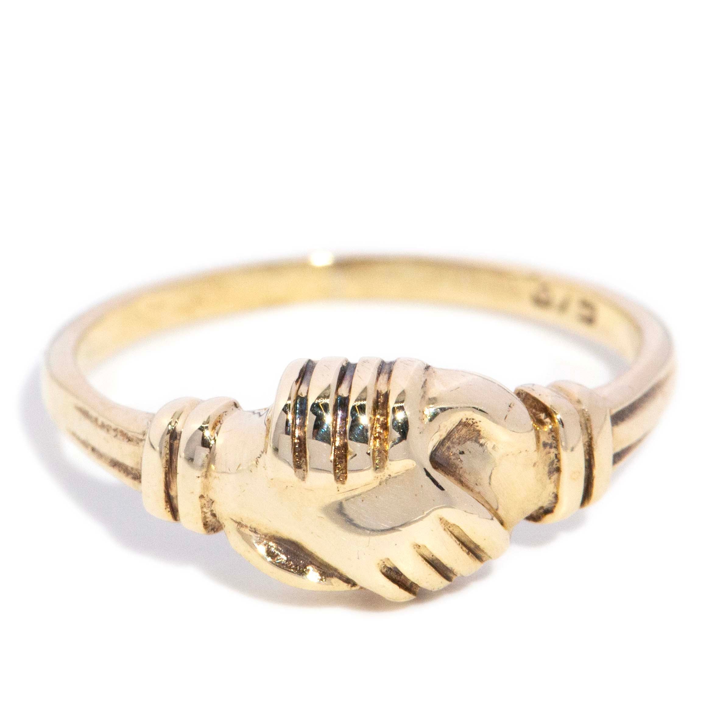 Kaira 1950s Fede Loyalty Ring 9ct Gold Rings Imperial Jewellery 