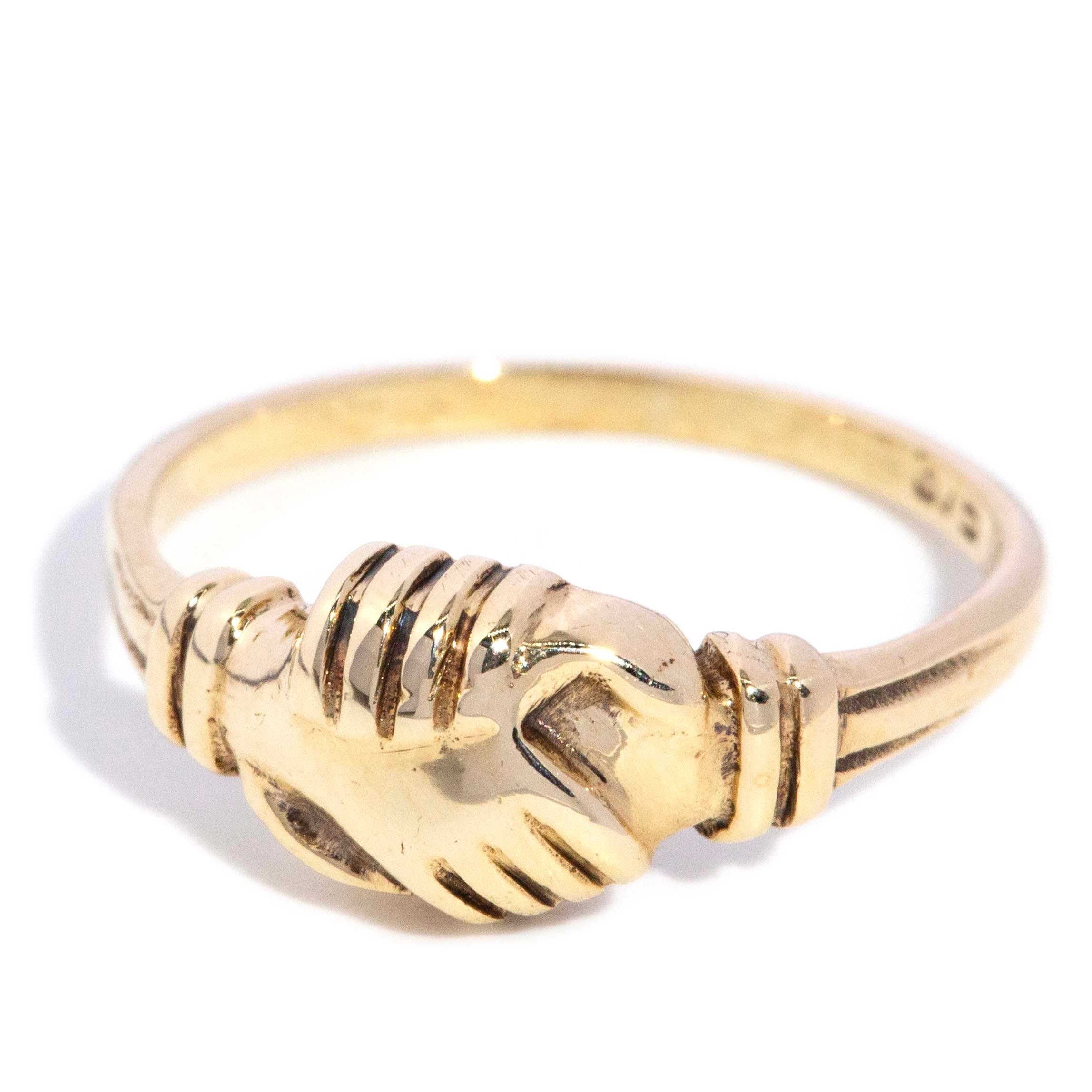 Kaira 1950s Fede Loyalty Ring 9ct Gold Rings Imperial Jewellery 