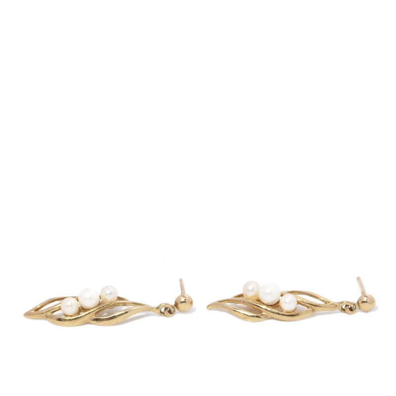 Vintage Circa 1980s Pearl Drop Earrings 9 Carat Yellow Gold