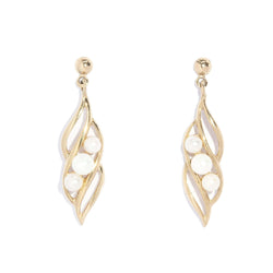 Vintage Circa 1980s Pearl Drop Earrings 9 Carat Yellow Gold