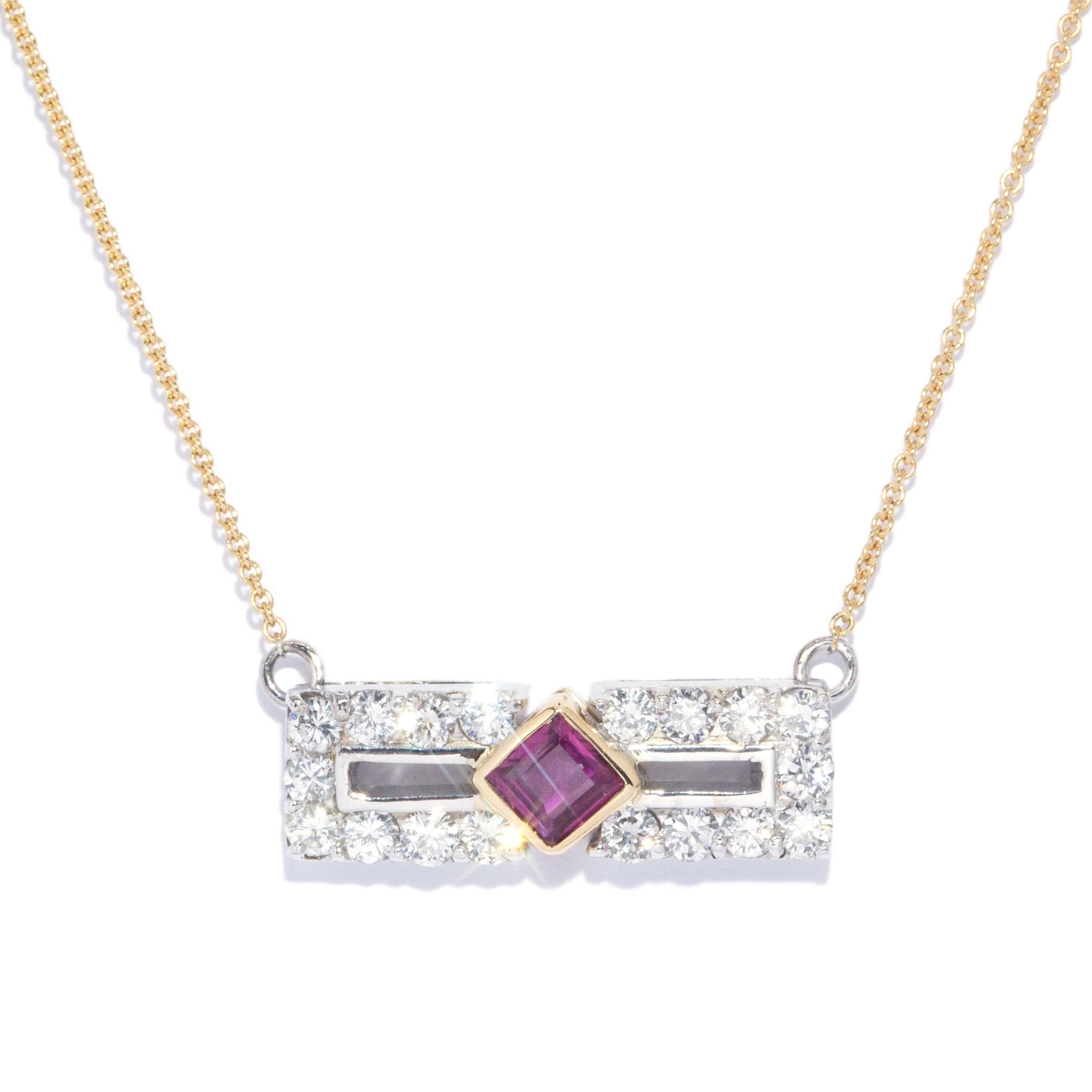 Contemporary Ruby & Diamond Necklet 18 Carat Yellow & White Gold
