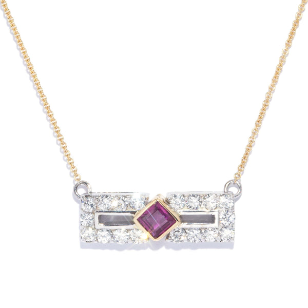 Contemporary Ruby & Diamond Necklet 18 Carat Yellow & White Gold