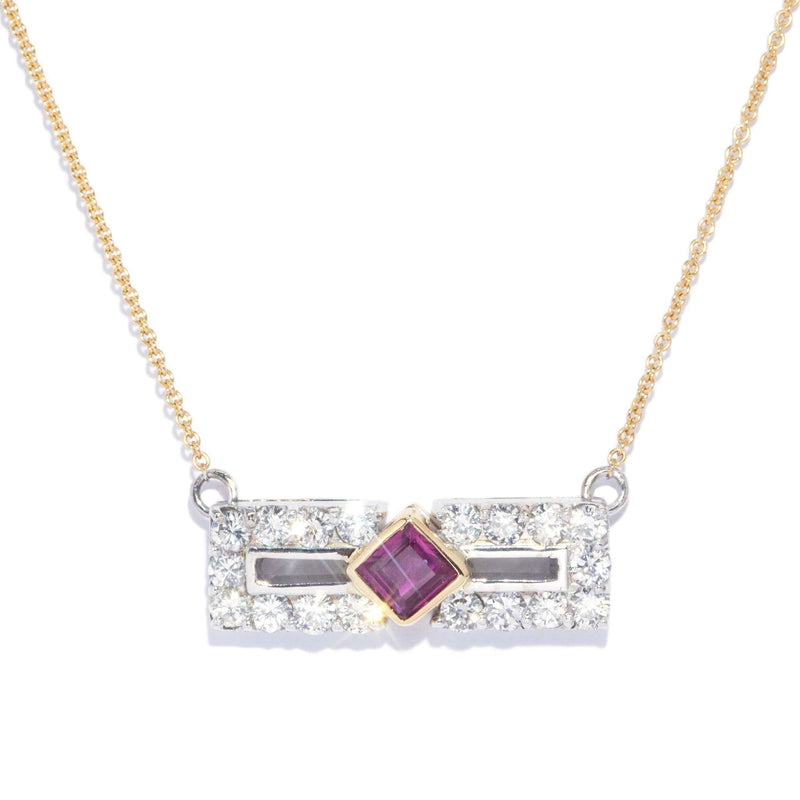 Contemporary Ruby & Diamond Necklet 18 Carat Yellow & White Gold