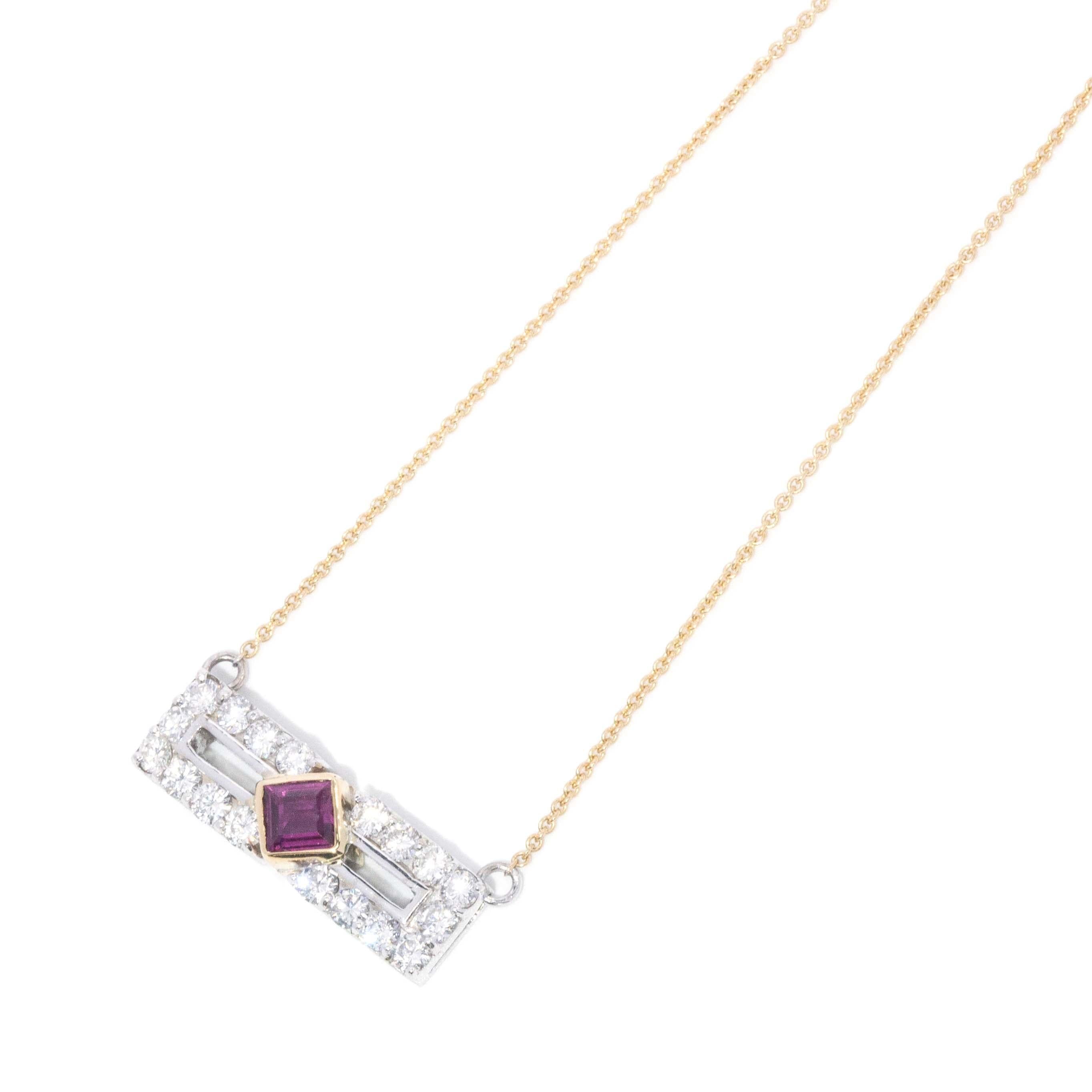 Contemporary Ruby & Diamond Necklet 18 Carat Yellow & White Gold