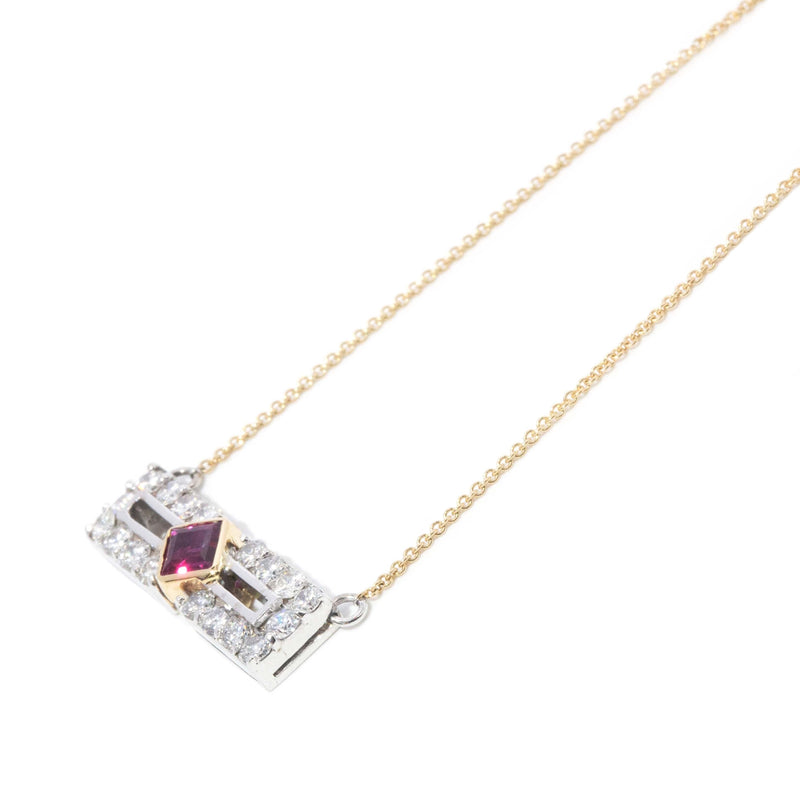 Contemporary Ruby & Diamond Necklet 18 Carat Yellow & White Gold