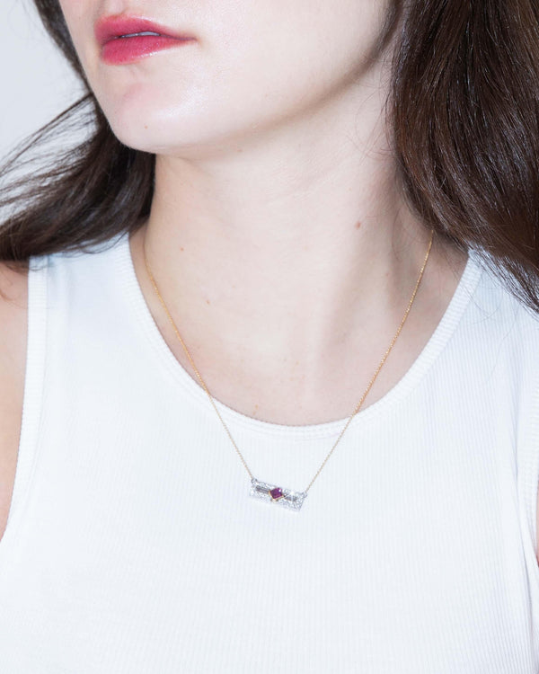 Contemporary Ruby & Diamond Necklet 18 Carat Yellow & White Gold
