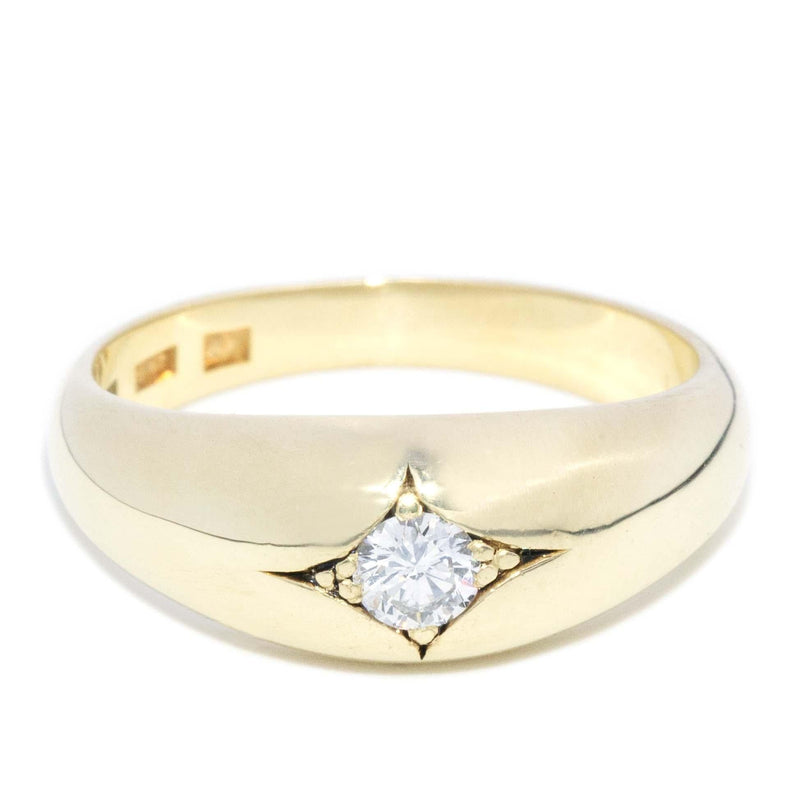 Vintage Circa 1930s Star Set Diamond Domed Ring 14 Carat Gold