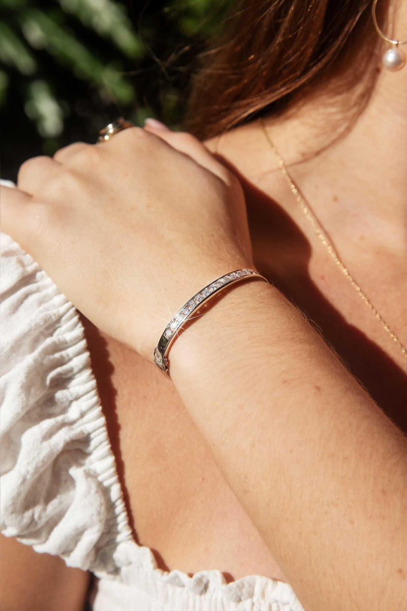 Kasey Diamond Hinged Bangle 18ct White Gold