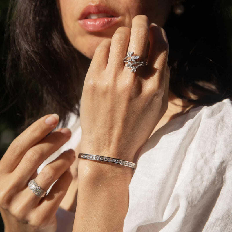 Kasey Diamond Hinged Bangle 18ct White Gold