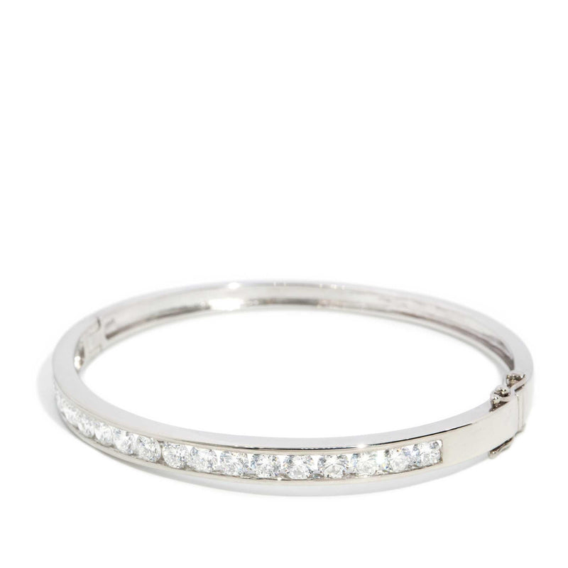 Kasey Diamond Hinged Bangle 18ct White Gold