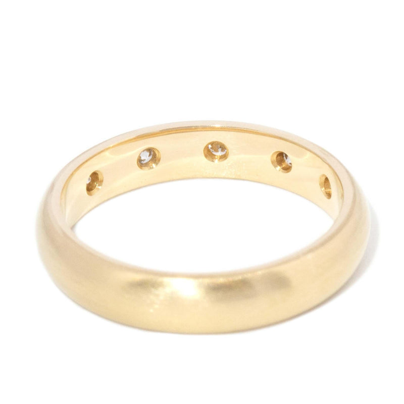 Contemporary Circa 2000s Hammer Set Diamond Matte Band 18 Carat Gold