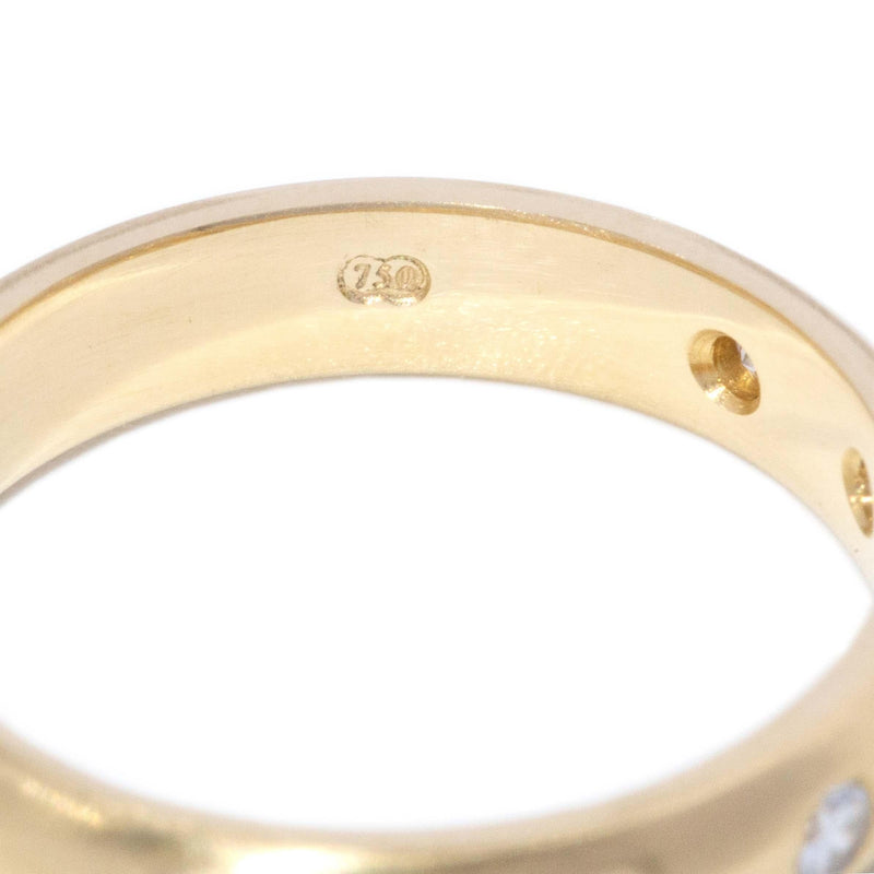Contemporary Circa 2000s Hammer Set Diamond Matte Band 18 Carat Gold