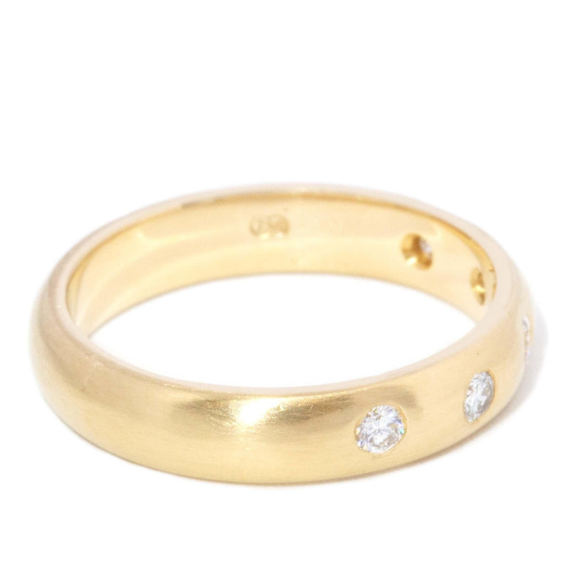 Contemporary Circa 2000s Hammer Set Diamond Matte Band 18 Carat Gold