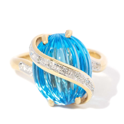 Kassiani Fluted Topaz & Diamond Bypass Ring 18K Yellow Gold