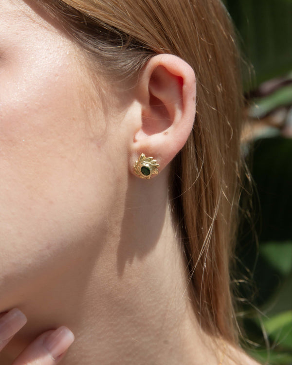 Kate Vintage Green Tourmaline Swirl Studs 18ct Gold Earrings Imperial Jewellery 