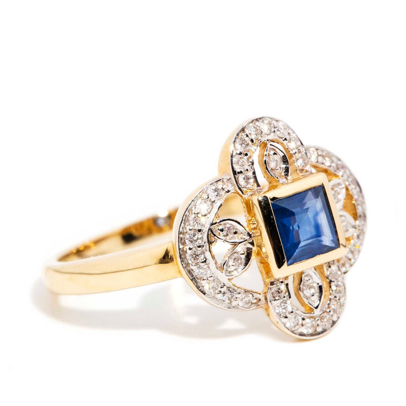 Katherine Blue Sapphire & Diamond Ring 9ct Gold Rings Imperial Jewellery 