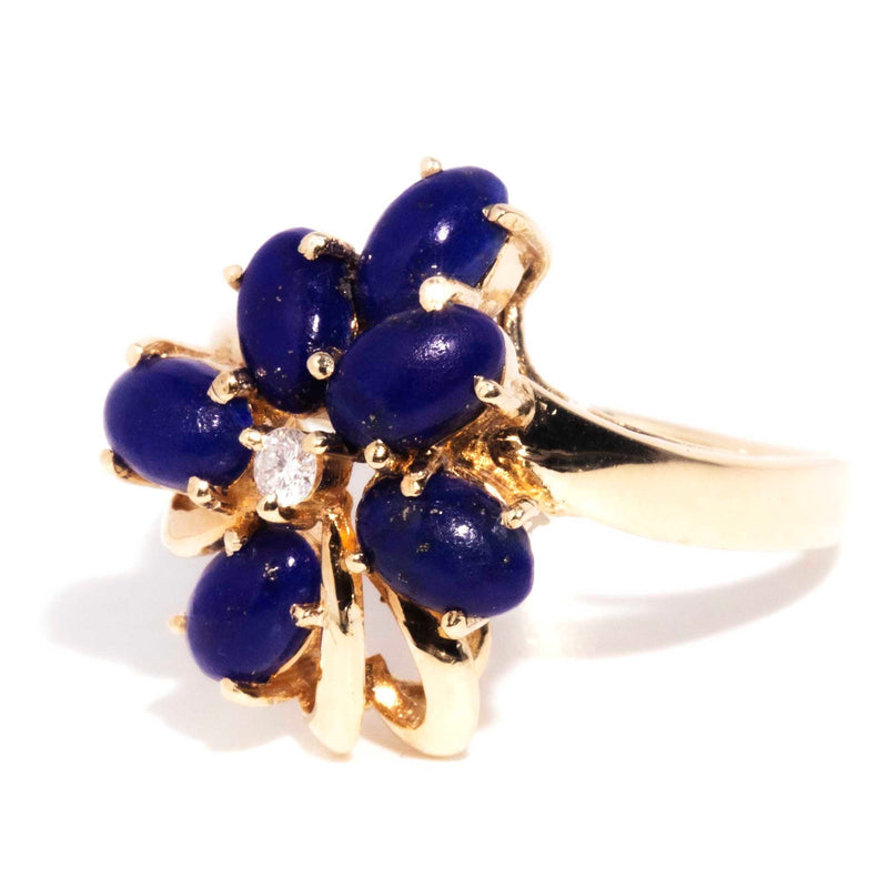 Katniss Vintage 14ct Gold Lapis Lazuli & Diamond Cluster Ring* OB Gemmo $ Rings Imperial Jewellery 