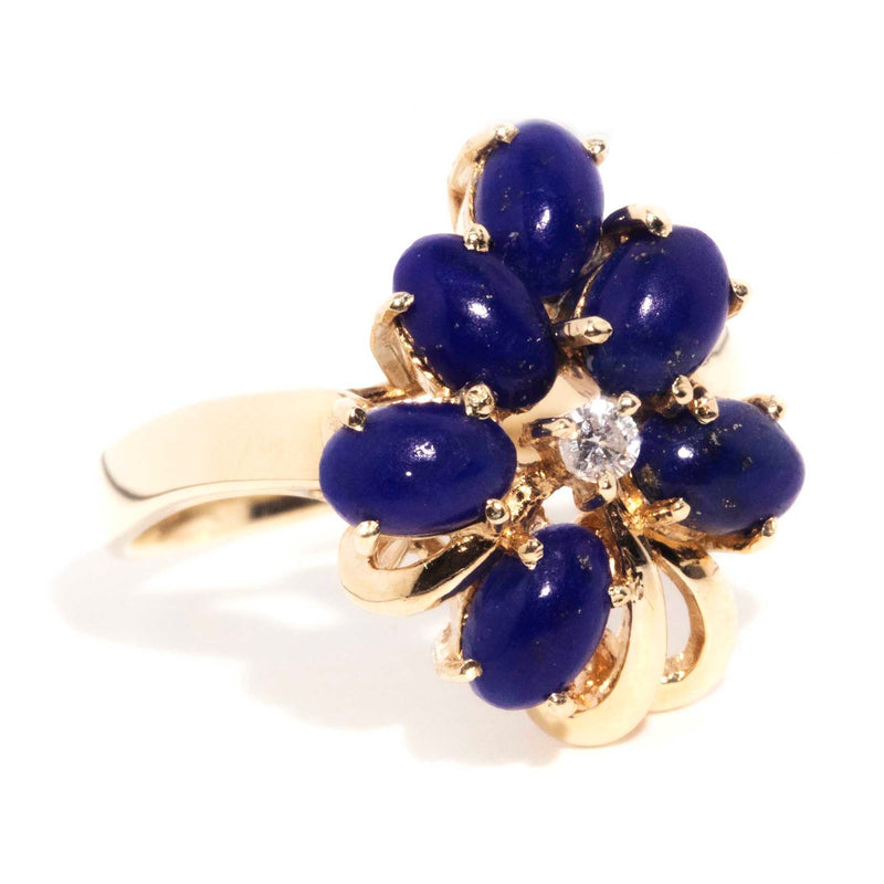 Katniss Vintage 14ct Gold Lapis Lazuli & Diamond Cluster Ring* OB Gemmo $ Rings Imperial Jewellery 