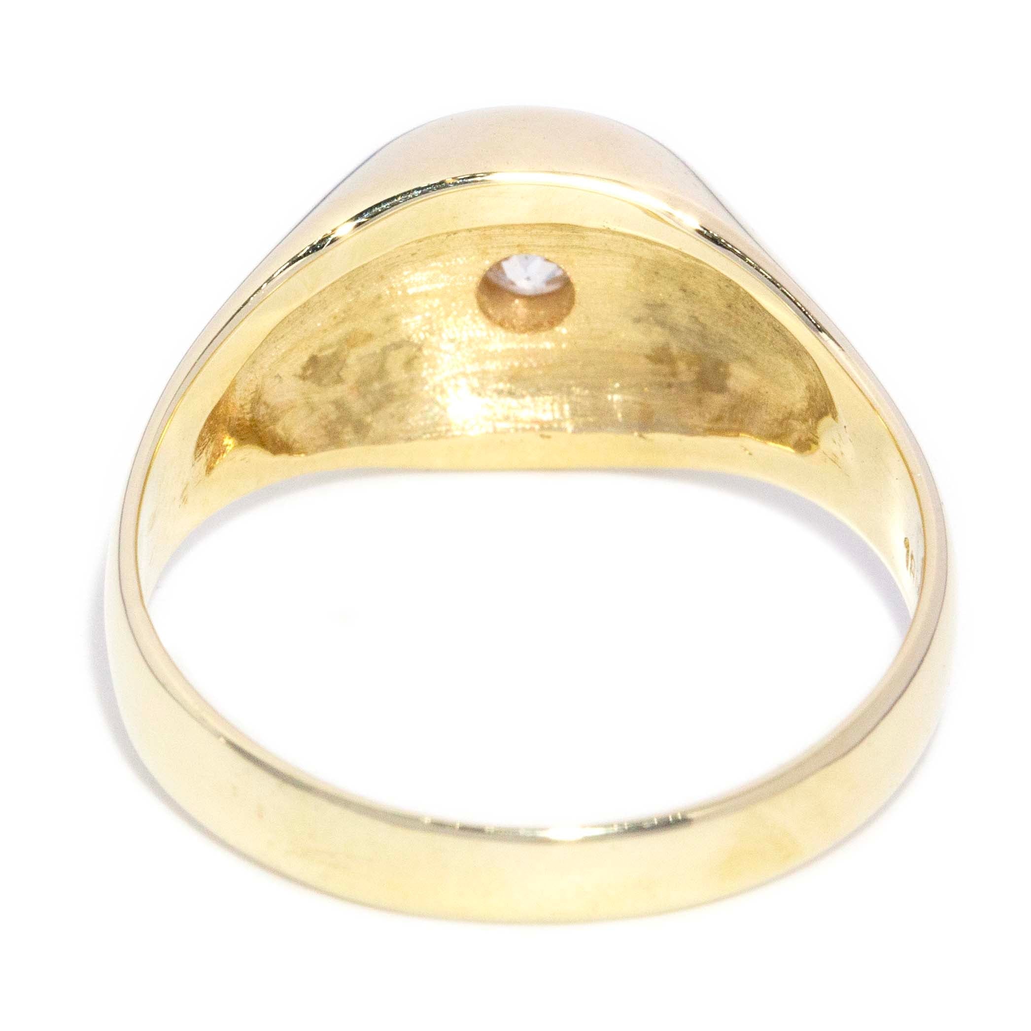 Katya Reinvented Etched Diamond Signet Ring 14ct Gold Rings Imperial Jewellery 