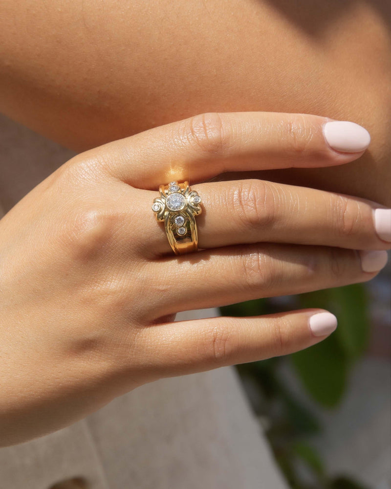 Vintage Circa 1990s Diamond Cluster Ring 18 Carat Gold