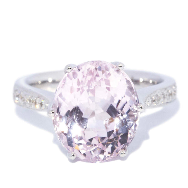 Kenia Pale Kunzite & Diamond Ring 18ct White Gold Rings Imperial Jewellery 