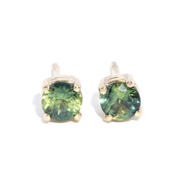 Vintage Circa 1990s Parti Sapphire Studs 9 Carat Yellow Gold