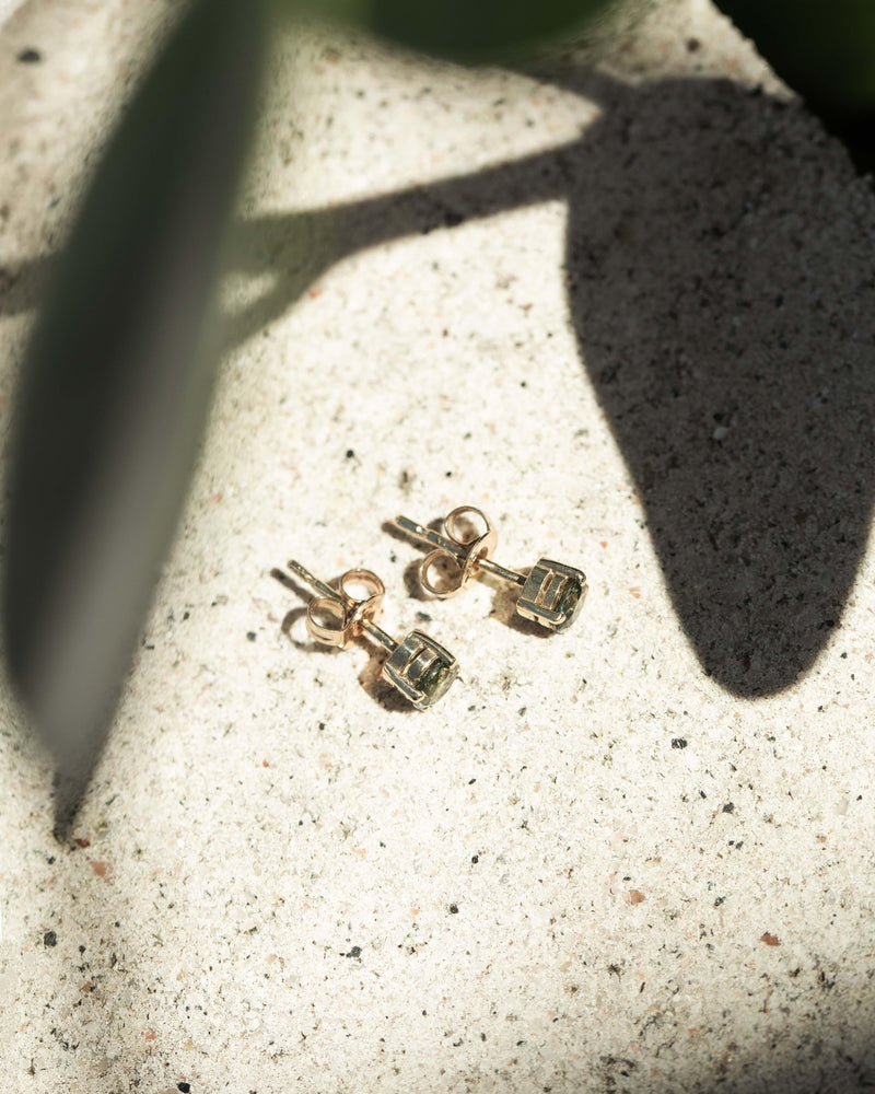 Vintage Circa 1990s Parti Sapphire Studs 9 Carat Yellow Gold