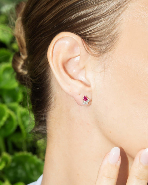 Vintage Circa 1980s Ruby & Diamond Studs 18 Carat White Gold