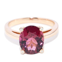 Contemporary Rubellite Tourmaline & Diamond Ring 18 Carat Rose Gold