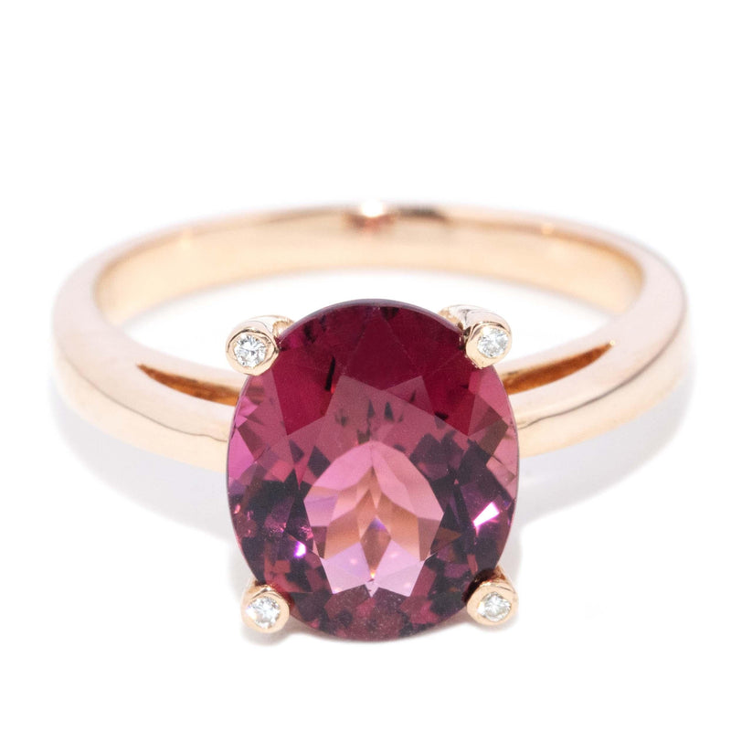 Contemporary Rubellite Tourmaline & Diamond Ring 18 Carat Rose Gold