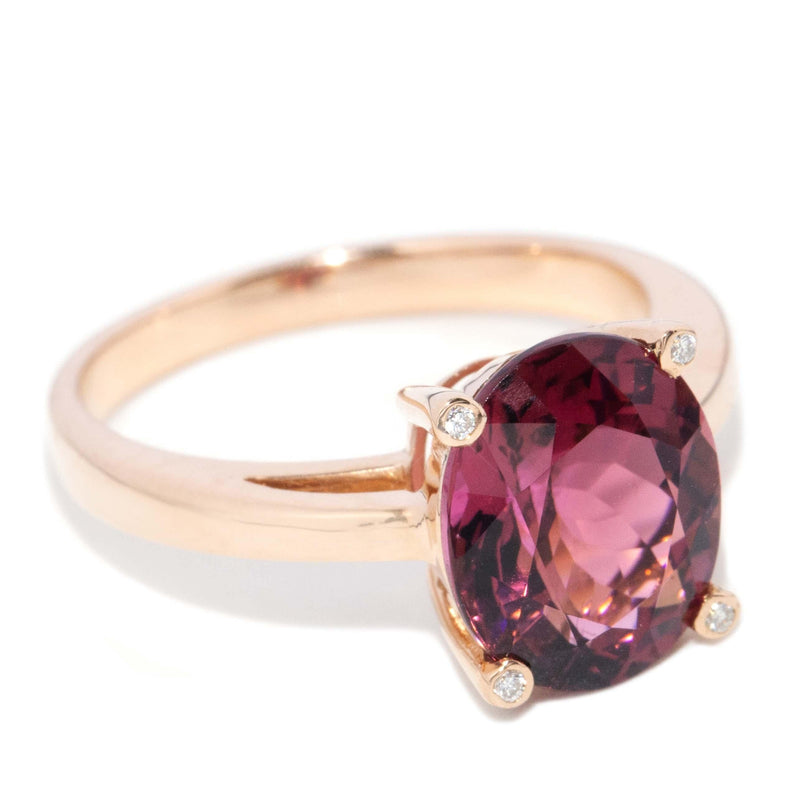 Contemporary Rubellite Tourmaline & Diamond Ring 18 Carat Rose Gold