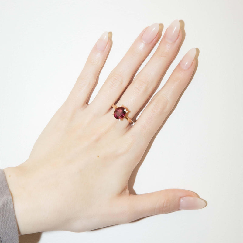 Contemporary Rubellite Tourmaline & Diamond Ring 18 Carat Rose Gold