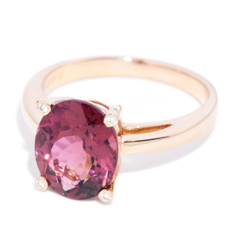 Contemporary Rubellite Tourmaline & Diamond Ring 18 Carat Rose Gold