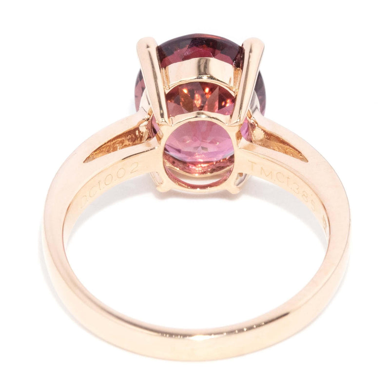 Contemporary Rubellite Tourmaline & Diamond Ring 18 Carat Rose Gold