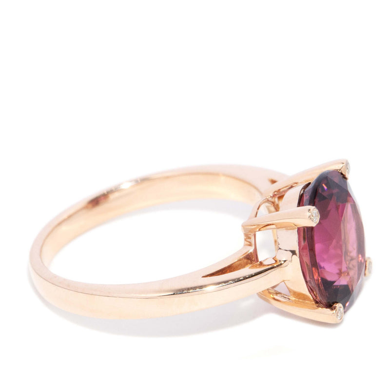 Contemporary Rubellite Tourmaline & Diamond Ring 18 Carat Rose Gold