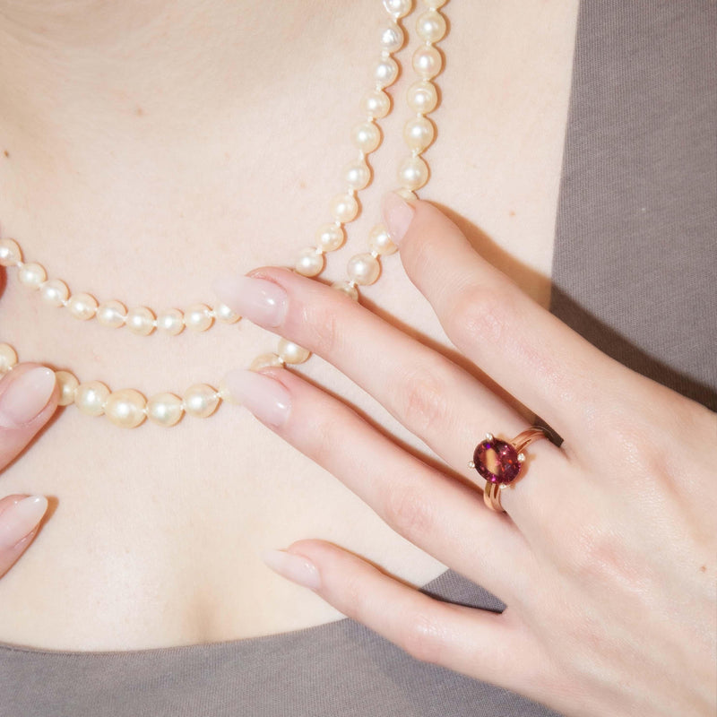 Contemporary Rubellite Tourmaline & Diamond Ring 18 Carat Rose Gold