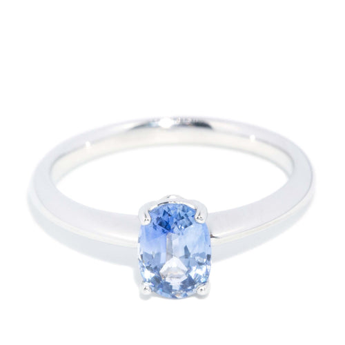 Kiera Blue Ceylon Sapphire Solitaire Ring 18K White Gold